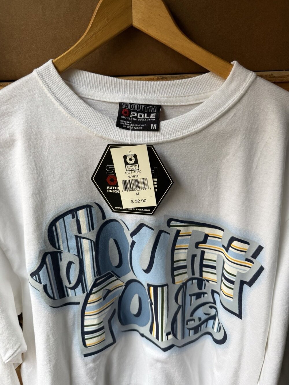 Vtg Southpole Spell Out Long Sleeve Shirt Medium White Y2K Skating Deadstock NWT